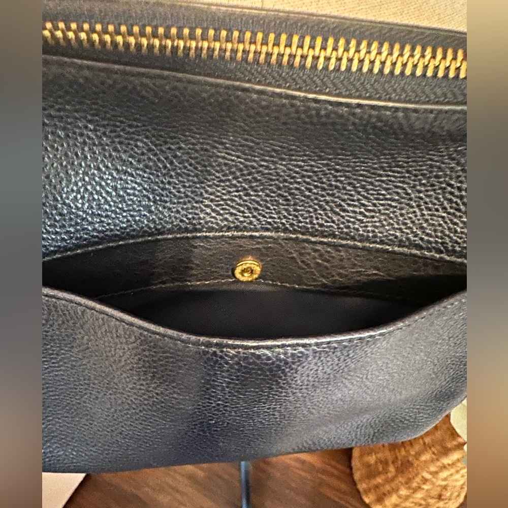 Fossil Elle light patchwork navy blue multicolored zipper crossbody purse - Picture 8 of 15